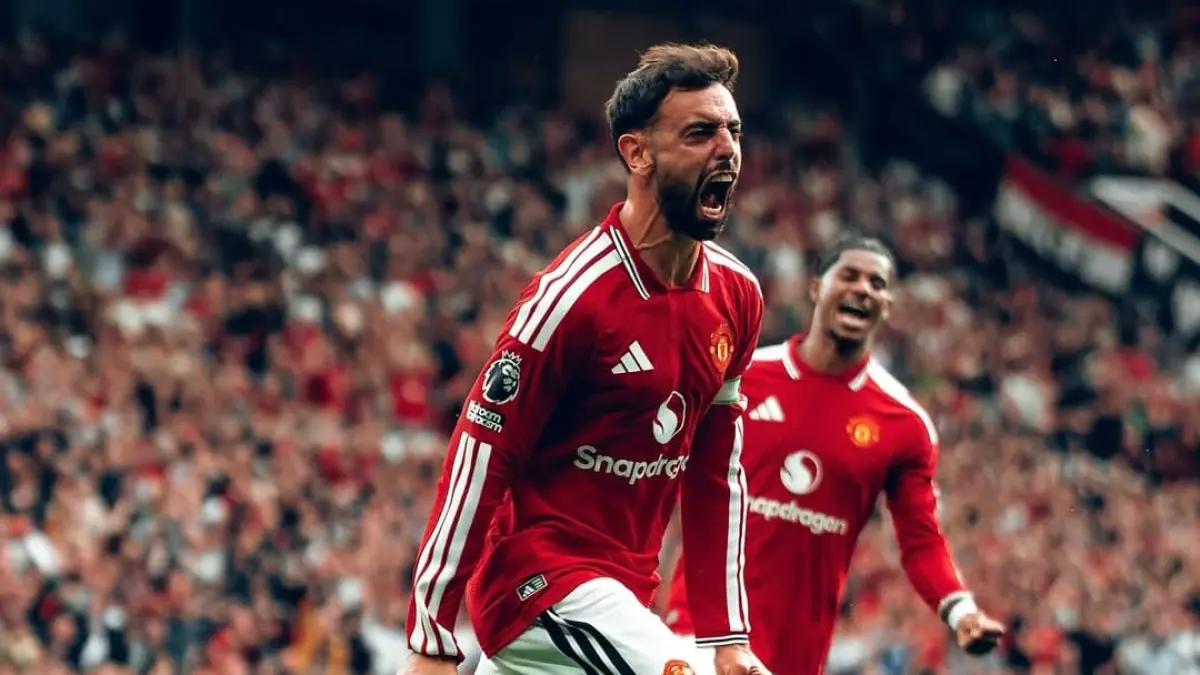 Bruno Fernandes mencetak hat-trick saat Manchester United comeback 5-2 atas Ipswich Town di Old Trafford. (Foto: Instagram @manutd)