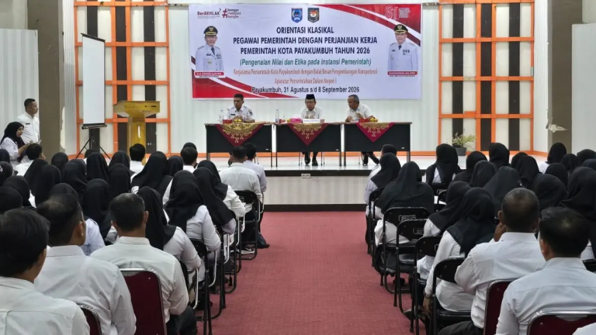 Wali Kota Payakumbuh Zulmaeta membuka Orientasi Klasikal PPPK Kota Payakumbuh Tahun 2026 Angkatan II di Aula SKB, Balai Jaring, Rabu (2/9/2026).