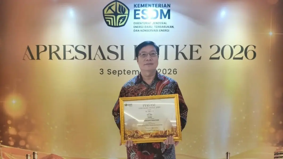 HBAP anak perusahaan PTBA meraih Juara 3 Apresiasi EBTKE 2026 dari Kementerian ESDM berkat inovasi PLTS Landfill. (Foto: Corcom PTBA)