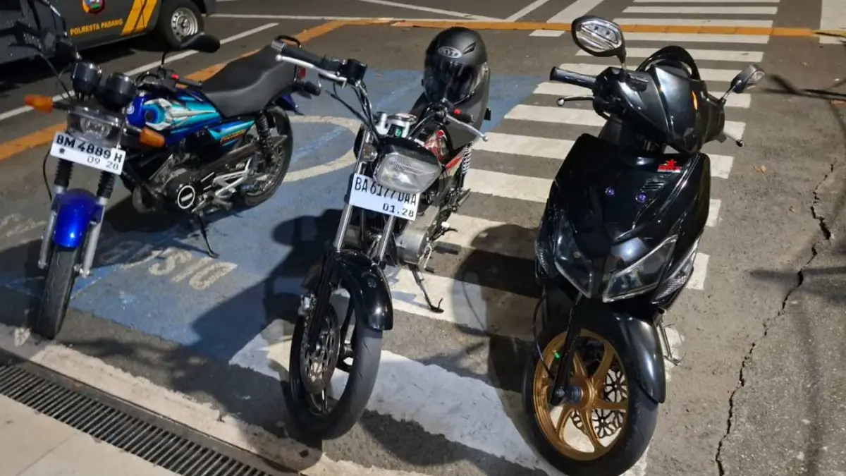 Patroli Presisi Polresta Padang sepanjang malam hingga pagi mengamankan tiga motor berknalpot brong dalam upaya mencegah gangguan kamtibmas.