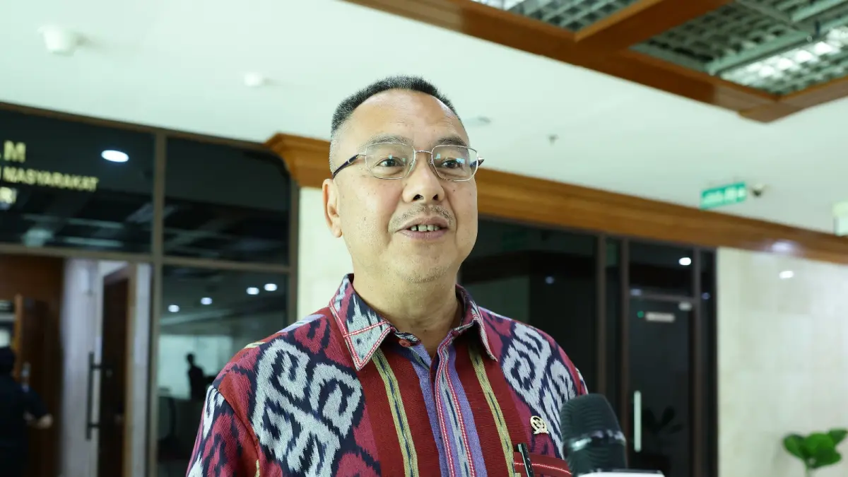 Anggota Badan Aspirasi Masyarakat (BAM) DPR RI, Harris Turino usai RDP dengan Federasi Serikat Pekerja Bank Pembangunan Daerah Seluruh Indonesia di Narasumber II, Senayan, Jakarta, Kamis (3/8/2026). (Runi/Andri)
