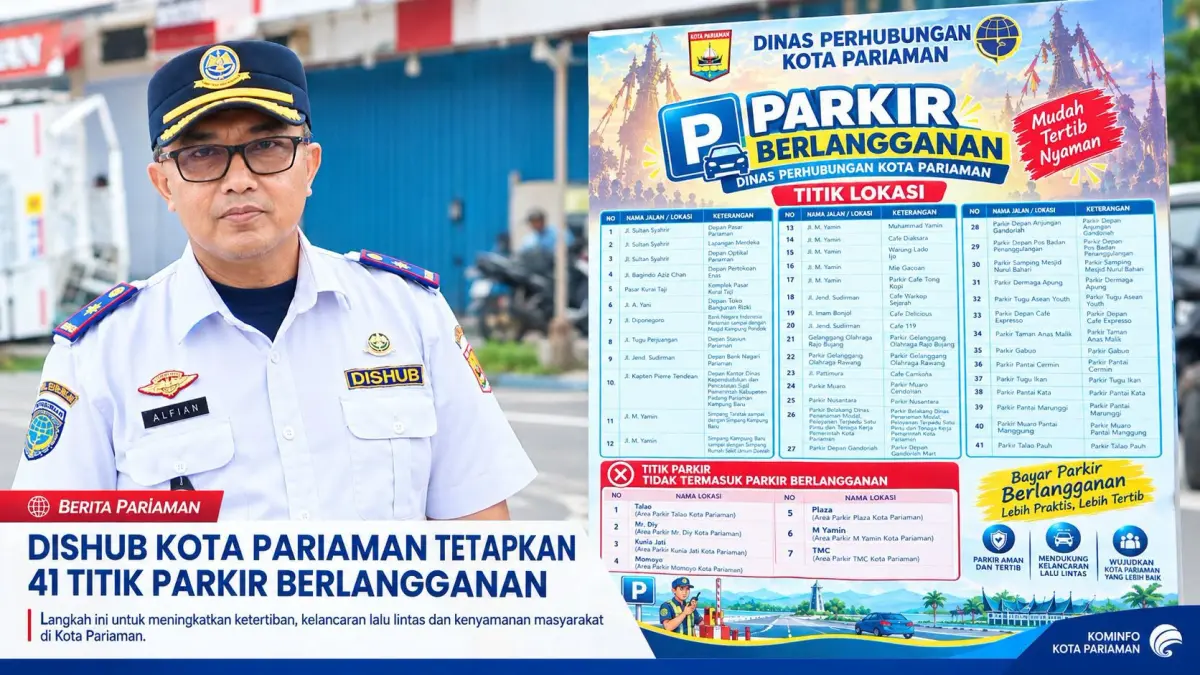 Ilustrasi parkir kendaraan di Kota Pariaman. Program parkir berlangganan berlaku di 41 lokasi dengan tarif Rp35 ribu untuk motor dan Rp70 ribu untuk mobil per tahun. (Ilustrasi AI)