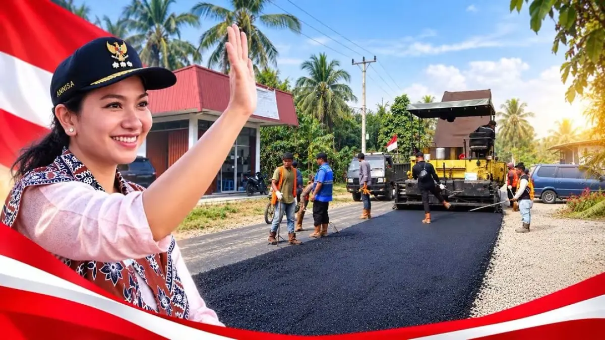 Ilustrasi pengaspalan jalan di Kabupaten Dharmasraya. Enam ruas jalan direncanakan mendapat penanganan pada September 2026 menggunakan APBD.
