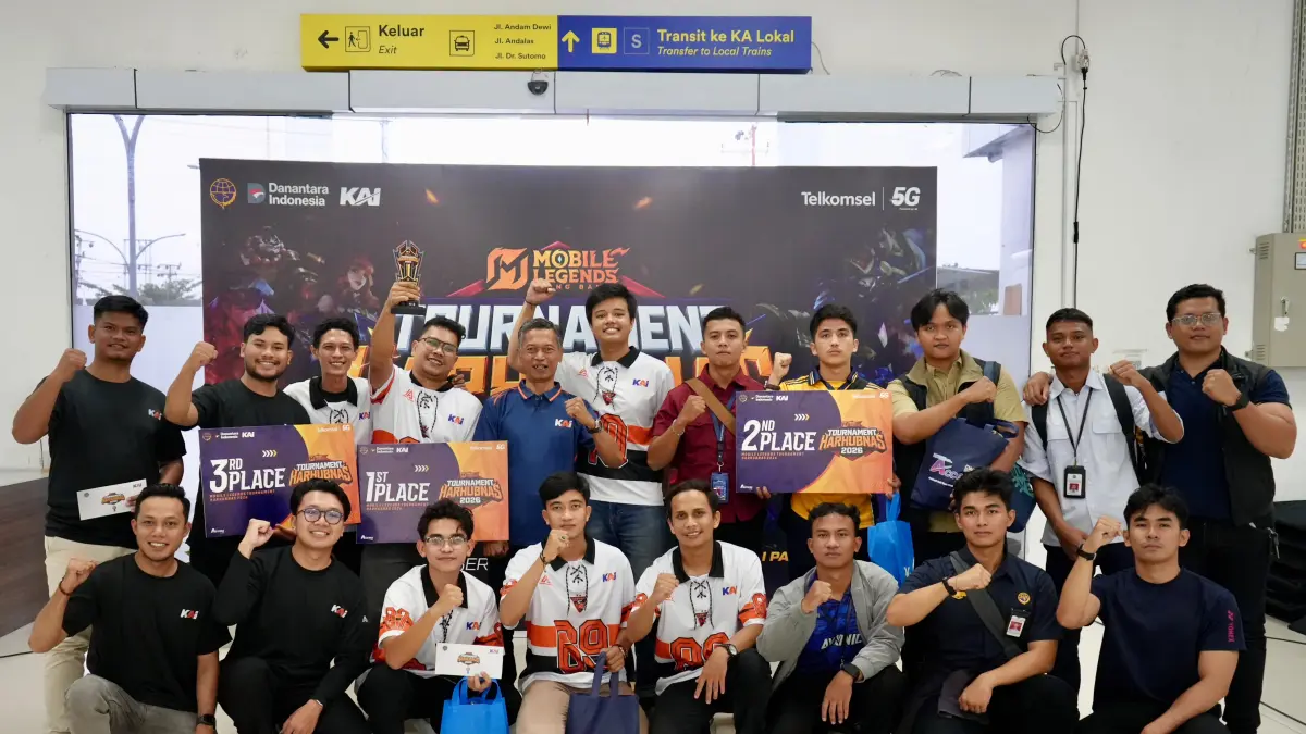 Tim Lambut KAI Divre II Sumbar meraih juara pertama Tournament E-Sport Mobile Legends Harhubnas 2026, Kamis (10/9/2026).