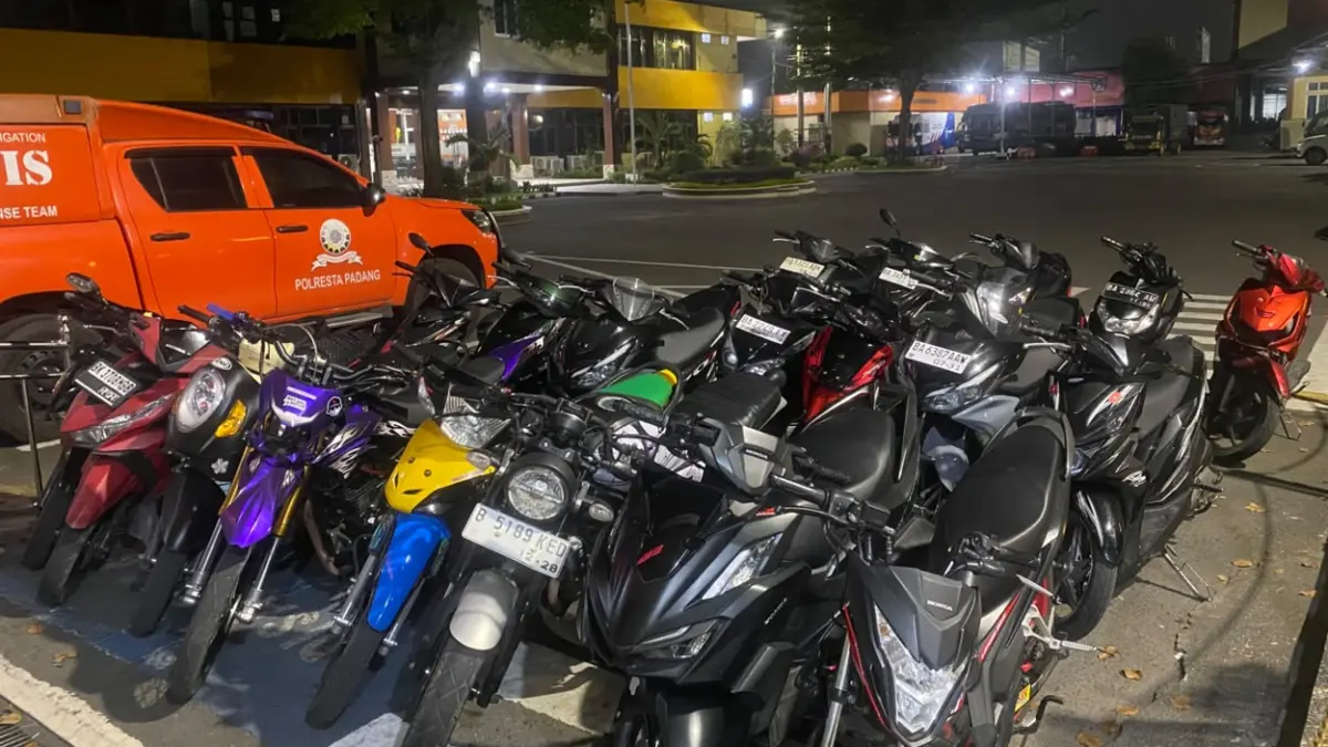 Hasil razia gabungan Timsus Charlie dan Tim Patroli Perintis Presisi Polresta Padang, Sabtu malam hingga Minggu (12–13/9/2026).