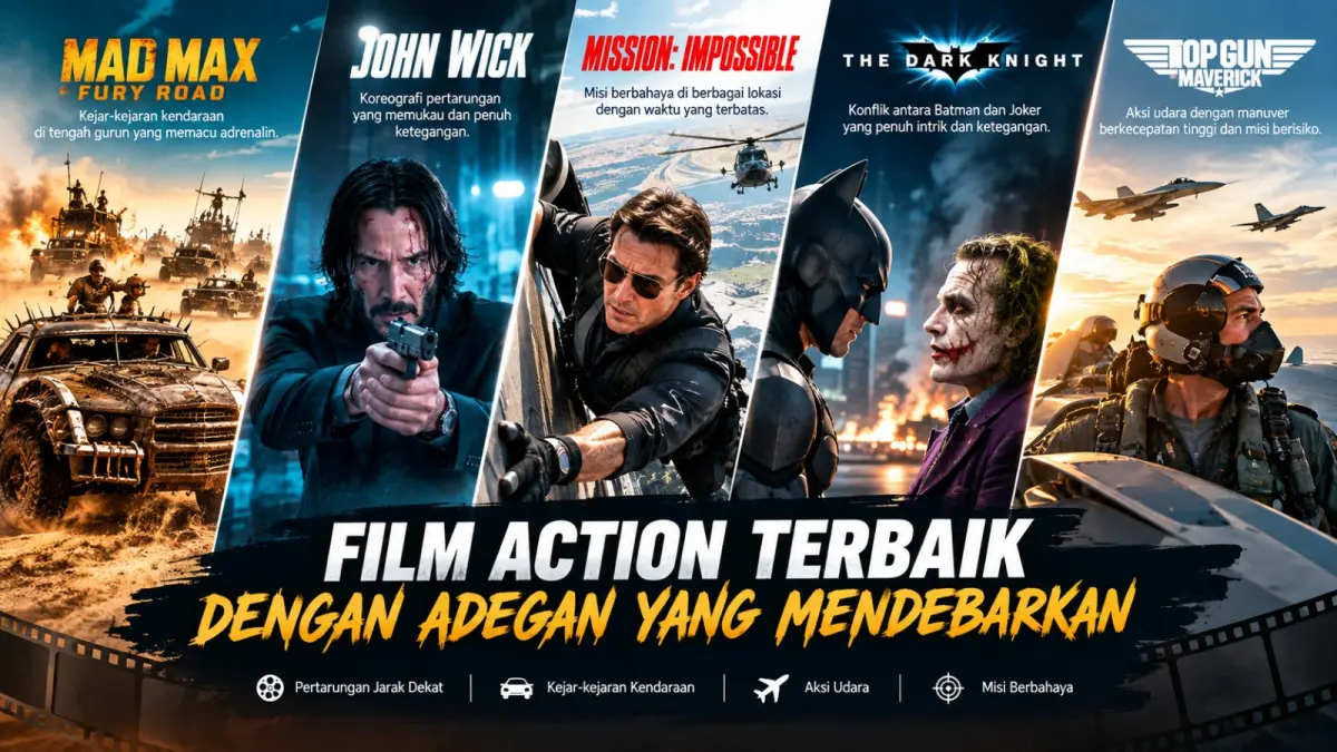Lima film action dengan adegan mendebarkan menawarkan pertarungan jarak dekat, kejar-kejaran kendaraan, misi berbahaya hingga aksi udara yang intens bagi penonton seru.