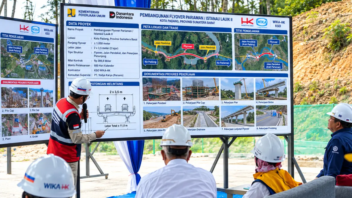 Gubernur Sumatera Barat Mahyeldi meninjau perkembangan pembangunan Fly Over Sitinjau Lauik, Kamis (17/9/2026).