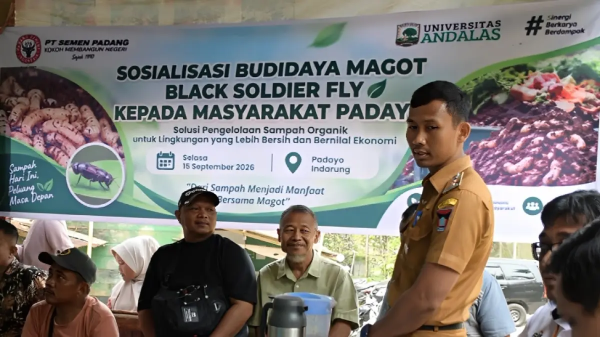 Lurah Indarung, Suharman Mizani, mendorong warga Padayo mengembangkan maggot sebagai pakan ternak dan kasgot untuk mendukung pertanian masyarakat.