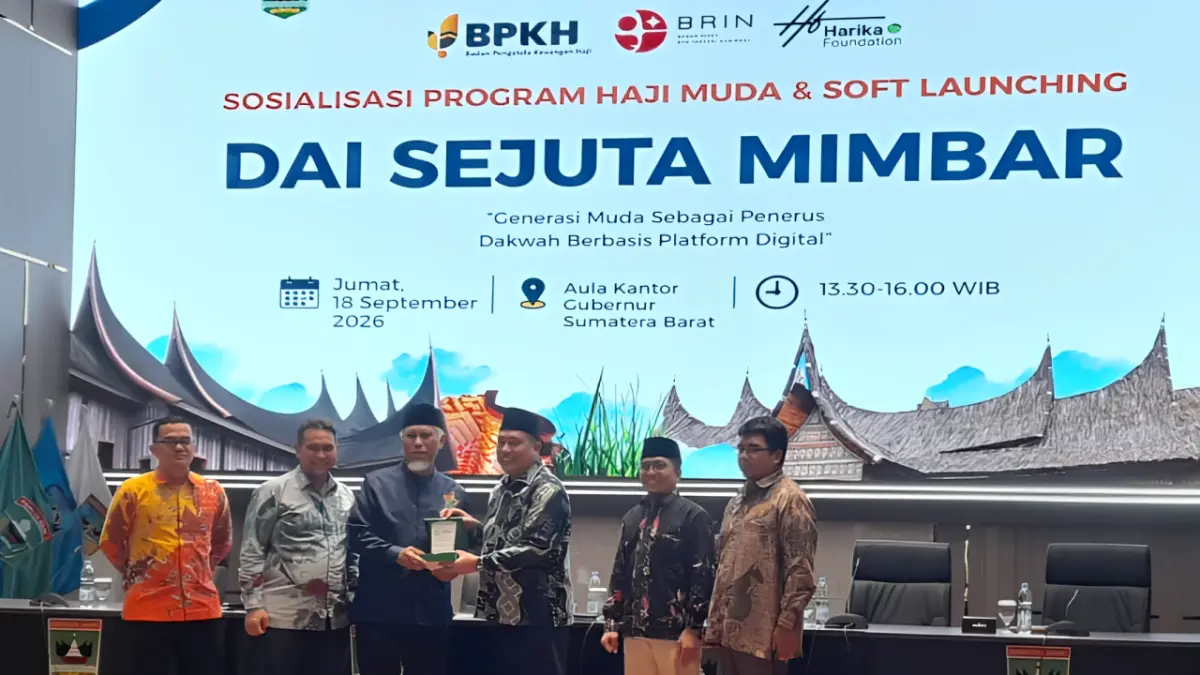 Soft launching Program Da’i Sejuta Mimbar digelar di Aula Kantor Gubernur Sumbar, Jumat (18/9/2026). Hadir Gubernur Sumbar Mahyeldi bersama Harry Alexander, Juni Supriyanto, Irwanda Wisnu Wardhana, Syuhelmaidi Syukur, dan Rizky Prayogo Ramadhan.
