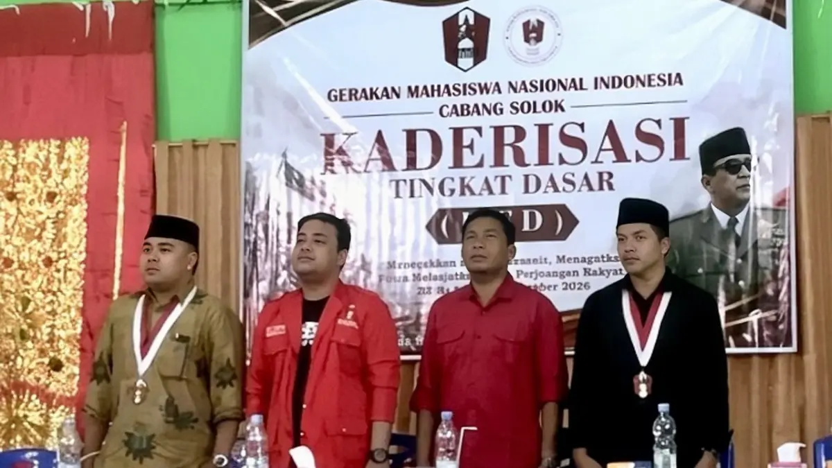 GMNI Solok menggelar KTD bagi sekitar 30 peserta dengan materi Marhaenisme, analisis sosial, kepemimpinan, dan teknik pengorganisasian pada 24–26 September 2026.