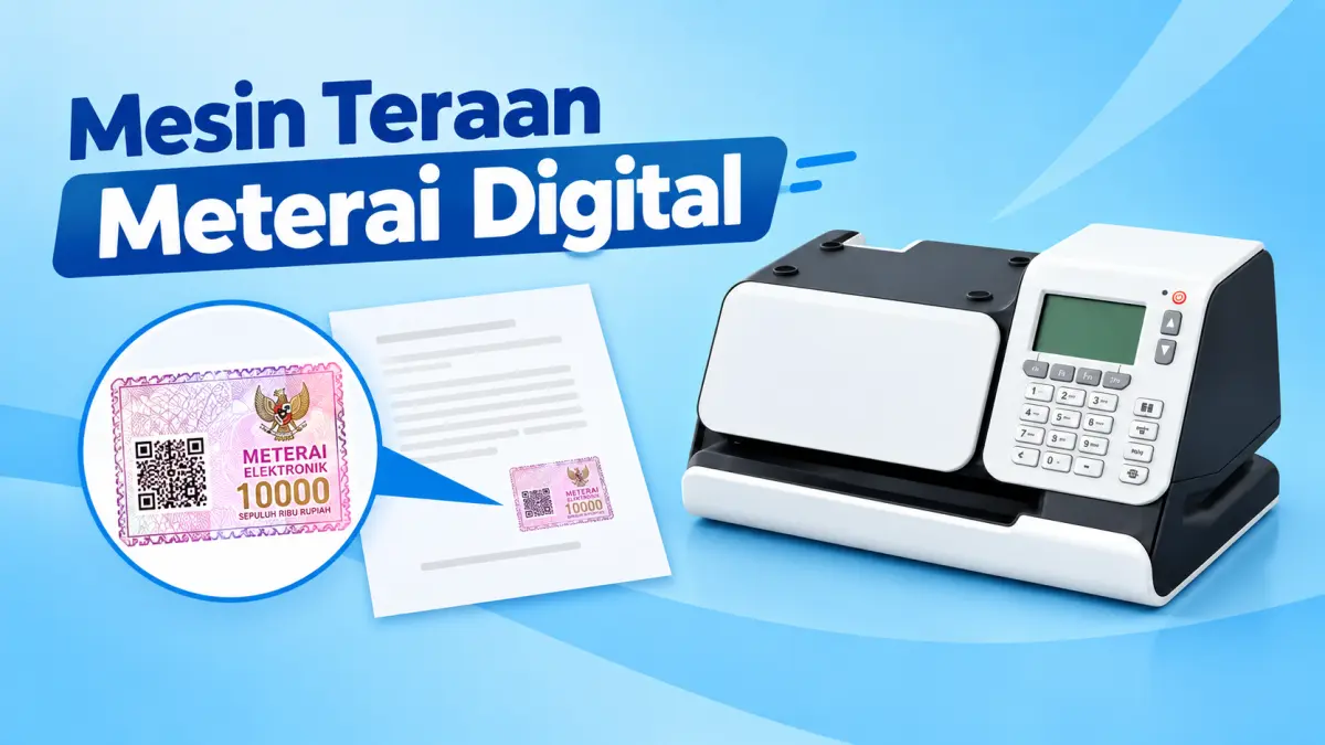 Ilustrasi Meterai Teraan Digital yang dibubuhkan pada dokumen menggunakan Printer MTD yang terhubung dengan sistem DJP. (Ilustrasi AI)