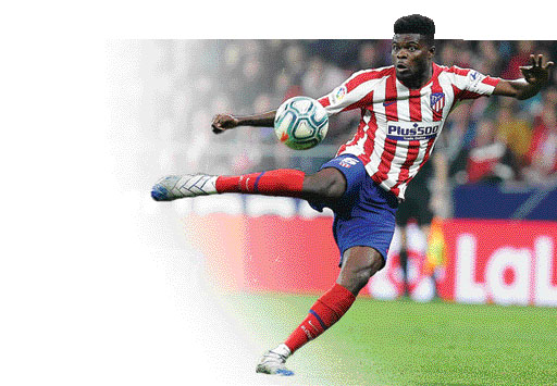 Gelandang bertahan Atletico Madrid Thomas Partey lebih baik dari penyerang FC Barcelona Lionel Messi dalam hal dribel sukses di La Liga musim ini. (AFP)