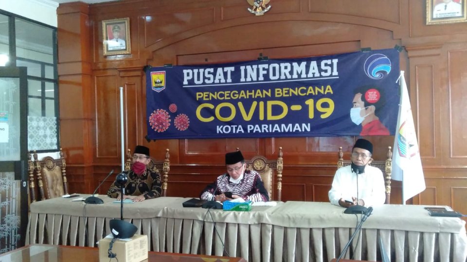 Pertemuan virtual Ketua DMI, MUI  dan Kakankemenag Kota Pariaman. (Foto: Diskominfo)