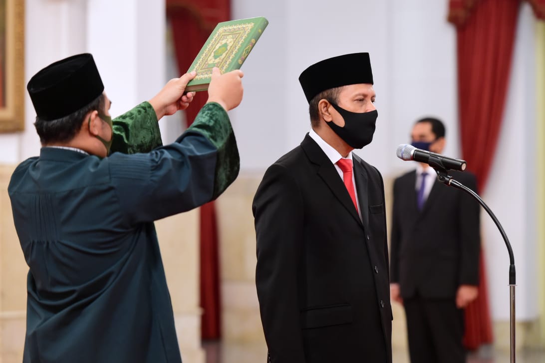Prosesi pelantikan dan pengambilan sumpah jabatan Boy Rafli Amar sebagai Kepala Badan Nasional Penanggulangan Terorisme (BNPT). (Foto: BPMI)