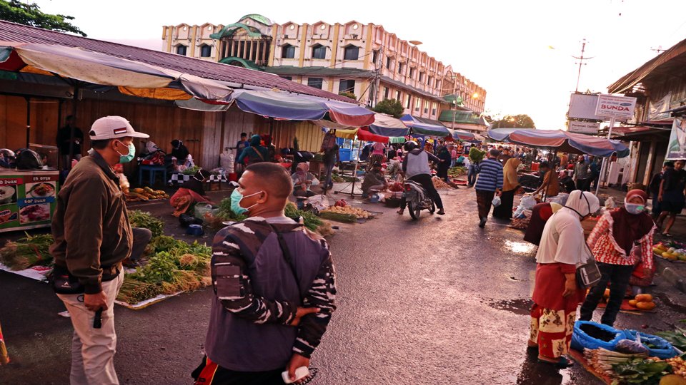 Pasar Pagi Pariaman ditata sesuai dengan protokoler Covid-19. (IST)