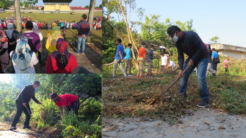 Walikota dan Wakil Walikota Pariaman mengikuti goro bersama dengan ASN Pemko Pariaman di bekas GOR Rawang, Senin (20/7/2020). (IST)