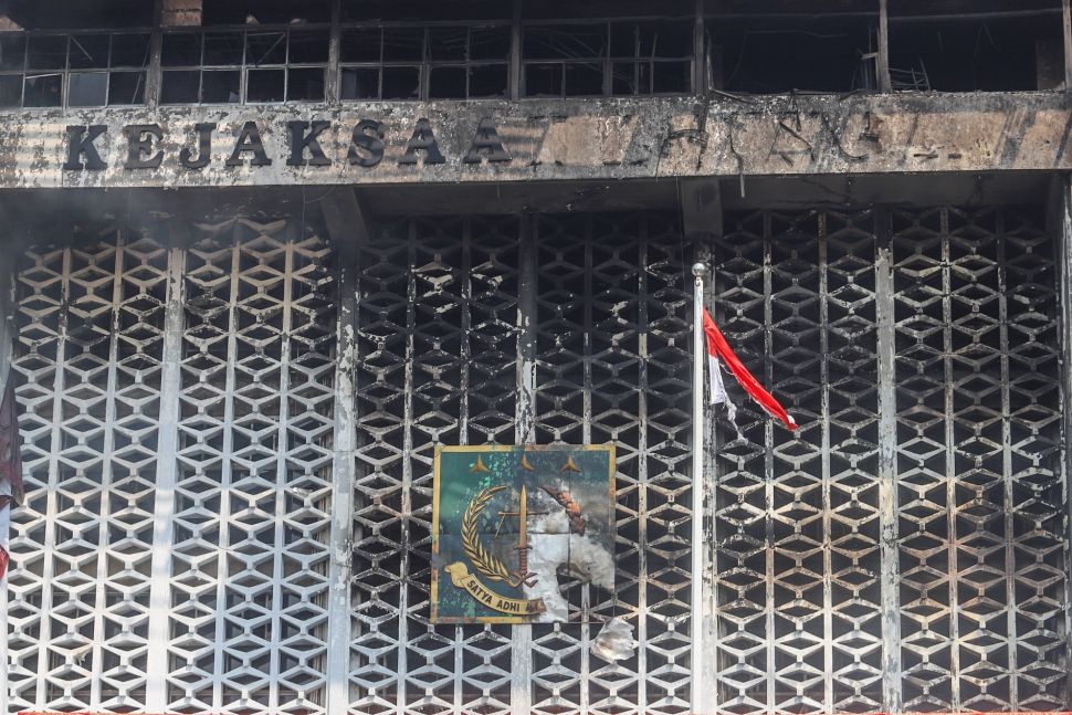 Gedung Kejaksaan Agung RI usai terbakar. (net)