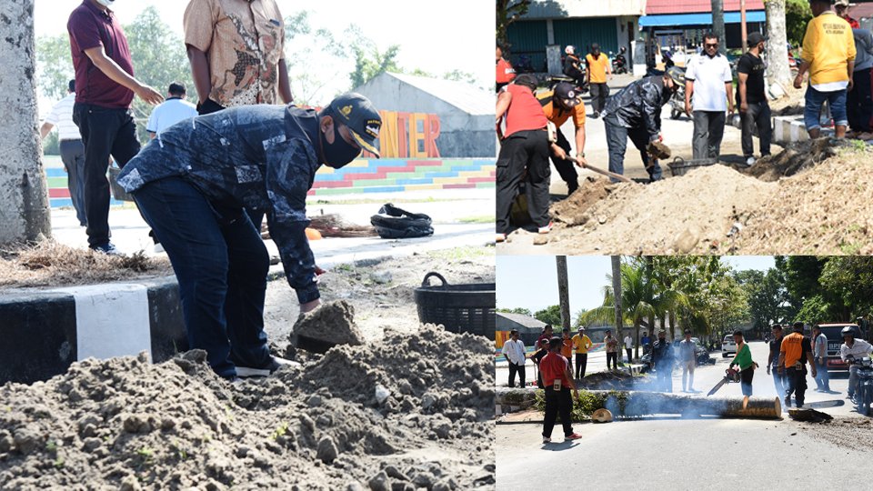 Wakil Walikota Pariaman, Mardison Mahyuddin mengikuti gotong royong bersama ASN di Youth Centre, Pariaman. (Diskominfo Pariaman)