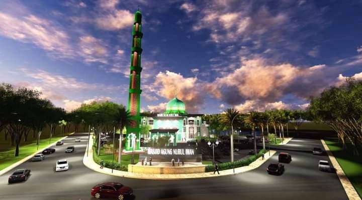 Maket pembangunan Masjid Nurul Iman Padang menjadi Islamic Center.  (Dok. Diskominfo Padang)