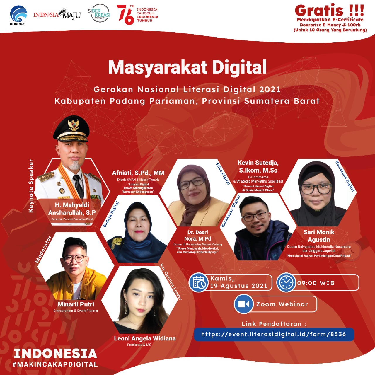Flyer Webinar Kemenkominfo RI di Kabupaten Padang Pariaman.(IST)