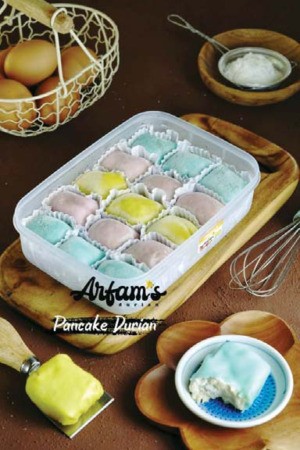 Pancake durian yang menjadi best seller di Arfams Durian.(IST)