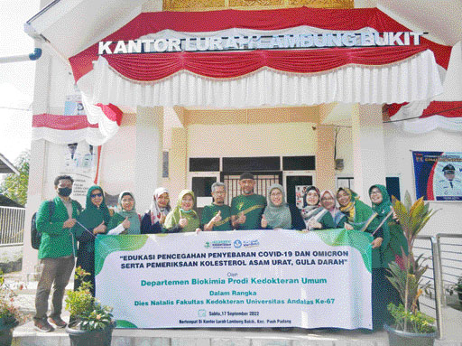 KESEHATAN: Tim pengabdian masyarakat Bagian Biokimia, FK Unand melakukan edukasi kesehatan bagi masyarakat Lambung Bukik beberapa waktu lalu.(IST)