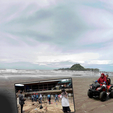 EDUKASI: Sejumlah siswa saat sedang mengamati palung batu legendaris Malin Kundang di Pantai Airmanis, kemarin.(IST)