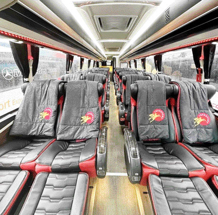 PUNYA KEUNGGULAN: Bus Transport Express semakin berbenah. Terlihat bagian dalam bus yang nyaman bagi penumpang.(IST)