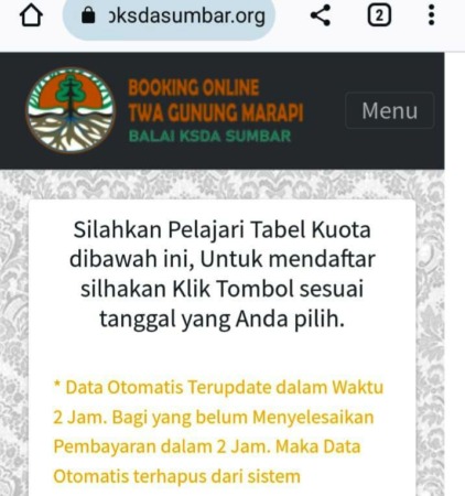 Pendaki Gunung Marapi Sumbar harus mendaftar melalui website http://bksdasumbar.org.