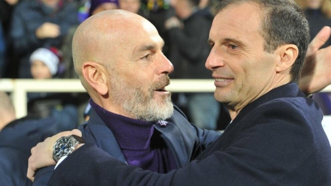 Pelatih AC Milan Stefano Pioli dan Pelatih Juventus Max Allegri. (Foto: LaPresse)