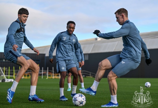 Pemain Newcastle United menjalani latihan sebelum bertanding melawan Borussia Dortmund di Gru F Liga Champions. (Foto: Newcastle United)