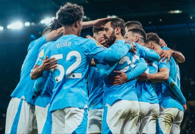 Pemain Manchester City tampil mengesankan di akhir tahun 2023 dengan kemenangan 2-0 atas Sheffield United, dalam pertandingan Liga Premier di Etihad Stadium, Sabtu (30/12/2023). (Foto: X @Mancity)
