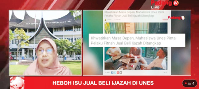 DIALOG: Kepala LLDIKTI Wilayah X Afdalisma berdialog di Padang TV, beberapa waktu lalu.(DOKUMEN YOUTUBE PADANG TV)