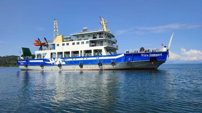 SIAP LAYANI PENUMPANG: Kapal Roro Wira Samaeiri bakal melayanai transportasi laut Padang-Mentawai pada Februari 2024 mendatang.(DOK PRIBADI)