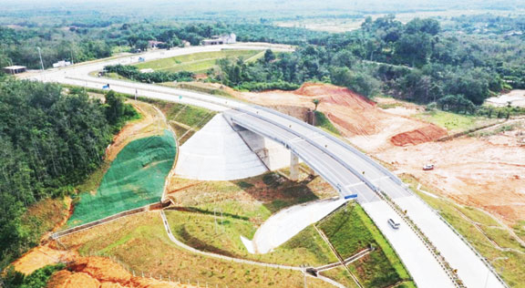 Ruas tol yang sudah selesai pembangunannya di Provinsi Riau.(PEMPROV RIAU)