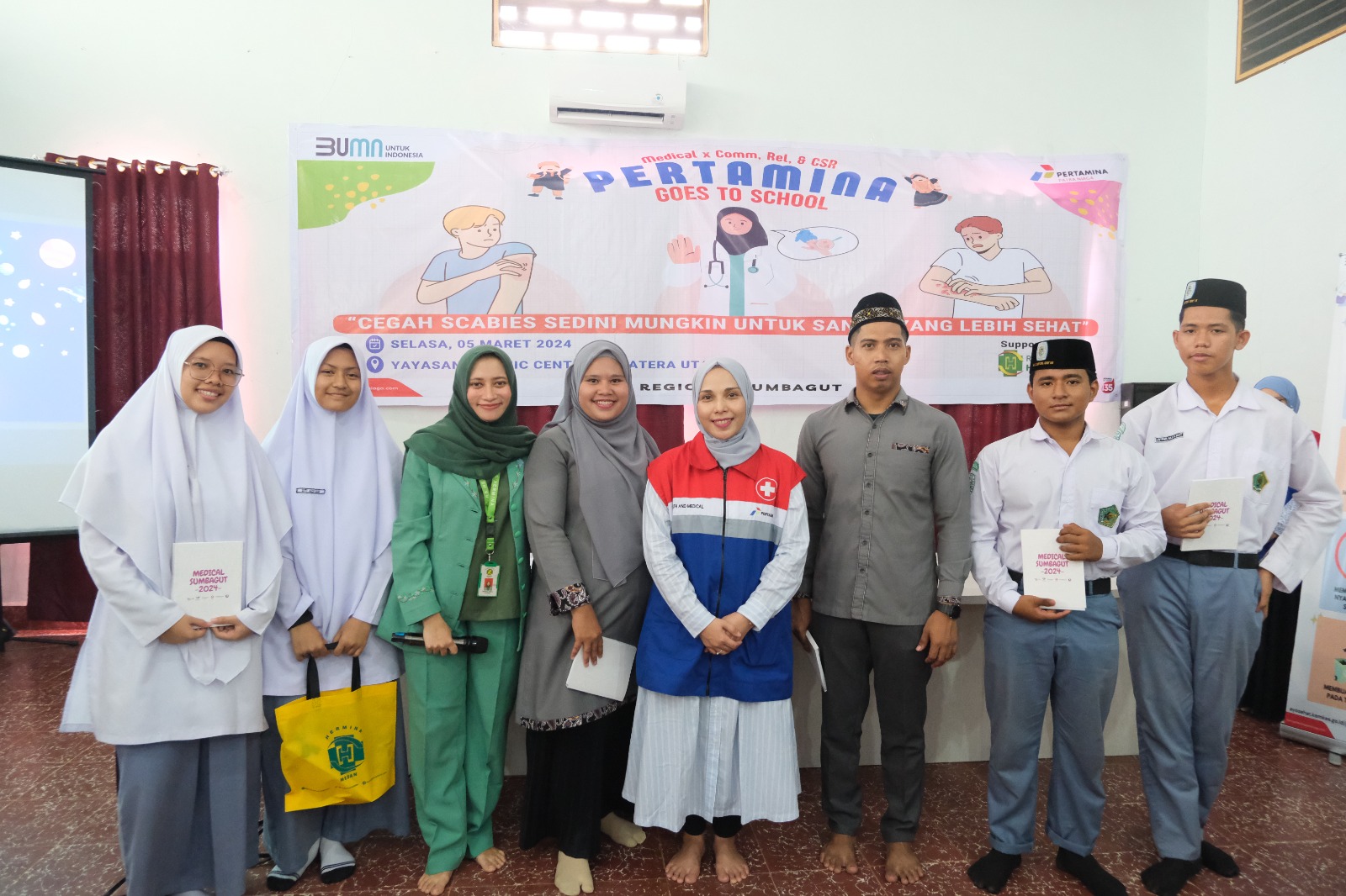 EDUKASI: Pertamina Sumbagut gelar sosialisasi dan edukasi kesehatan Yayasan Islamic Centre.(dok Pertamina Sumbagut)