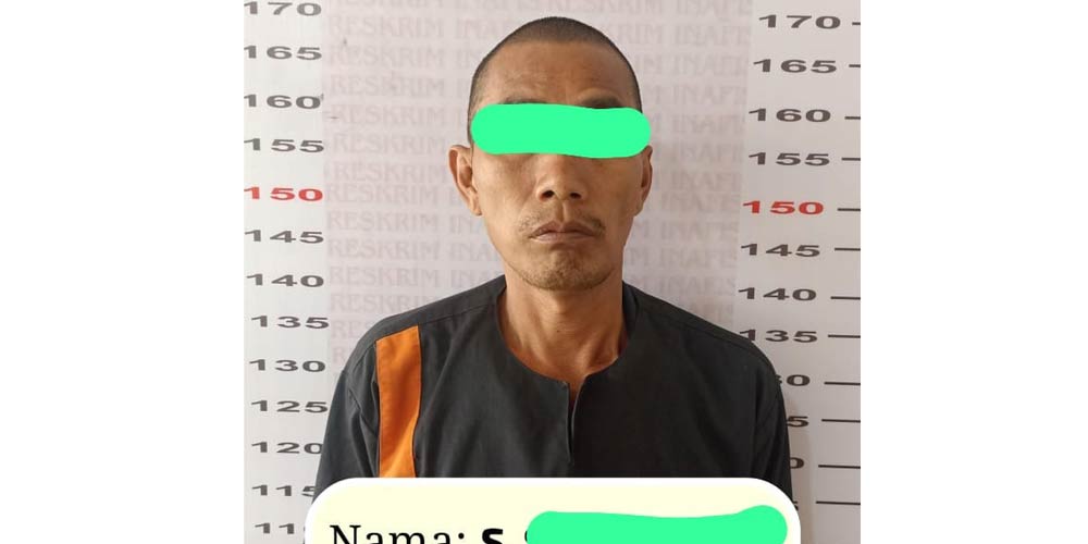 DIAMANKAN: Pelaku SS saat diamankankan di Polres Labuhanbatu.