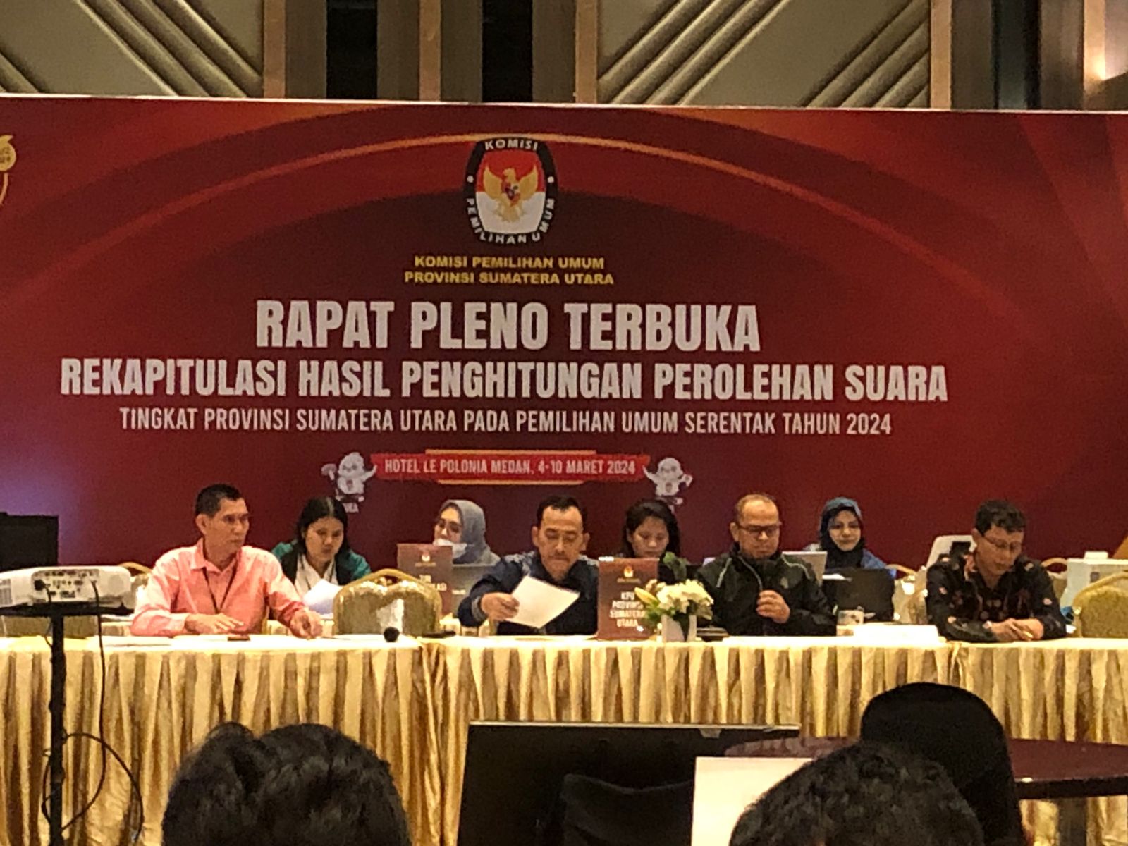 REKAPITUKASI: KPU Sumut gelar rekapitulasi tingkat provinsi Pemilu 2024 di Le Polonia Hotel, Kota Medan.