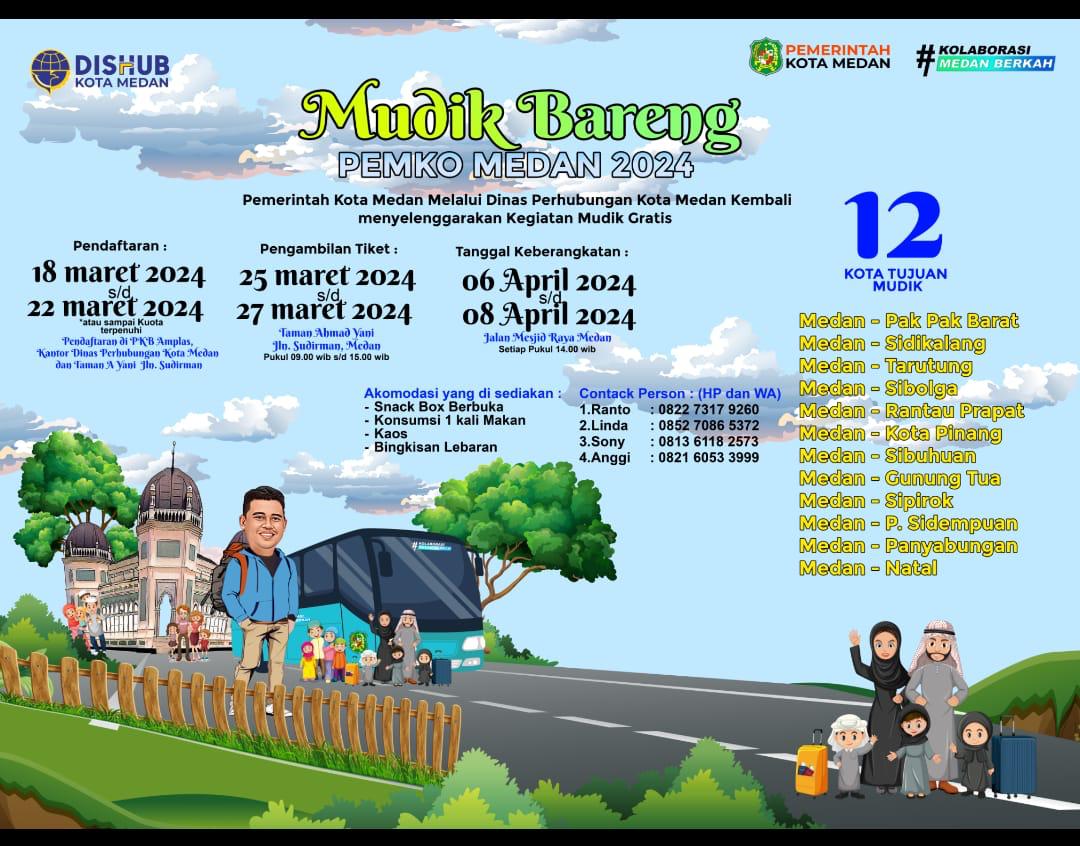 Mudik Gratis Pemko Medan 2024. (Humas Pemko Medan)