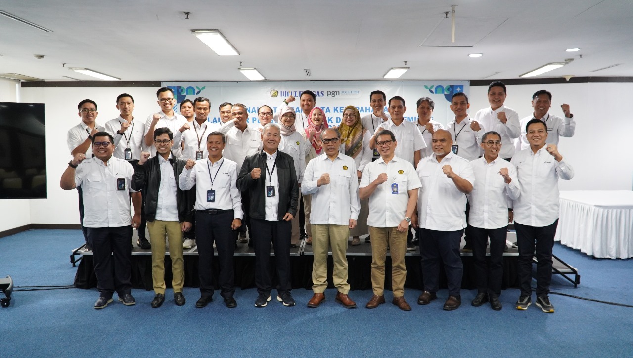 BERSAMA: Manajemen PT PGAS Solution (PGN Solution) dan Balai Besar Pengujian Minyak dan Gas Bumi LEMIGAS menyelenggarakan penandatanganan nota kesepahaman (MoU) sebagai bentuk peresmian kerja sama.