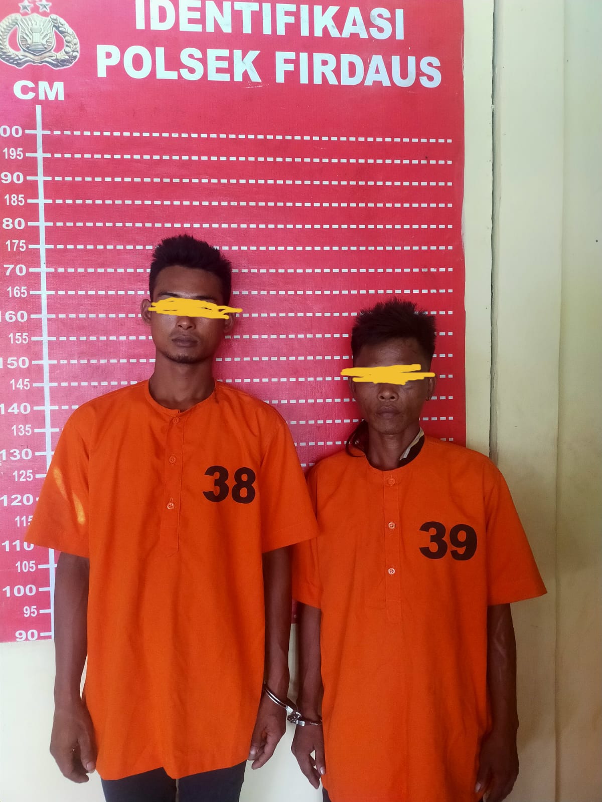 DIAMANKAN: Pelaku Terduga Pembakaran MT ( 25 ) dan A alias Iyong ( 43 ). ( Humas Polres Sergai )