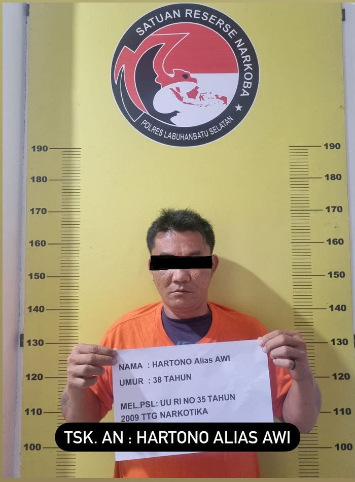 DIAMANKAN:  Tersangka saat diamankan Polres Labusel.  Sumut Pos/Dokumen Pribadi.
