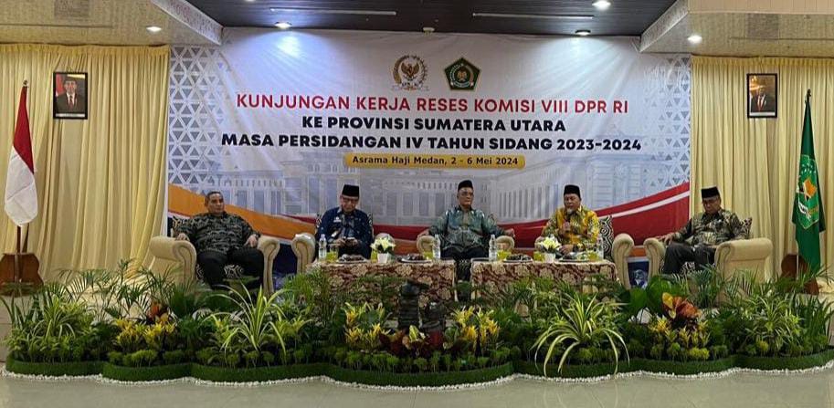 TERIMA: Kemenag Sumut menerima Kunker Reses Komisi VIII DPR di Asrama Haji Medan, terkait persiapan haji 2024. (Humas Kemenag Sumut/Sumut Pos)