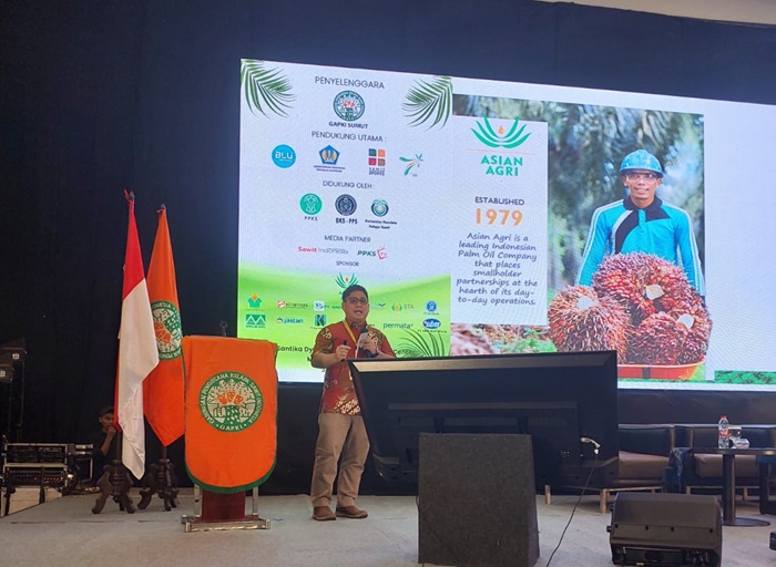 Head of Plant Breeding Asian Agri, Yopy Dedywiryanto, di sela acara IPOS Forum (Indonesian Palm Oil Stakeholders Forum) di Hotel Santika Medan.