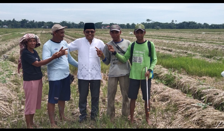 BLUSUKAN: Balon Bupati Batubara H Zulkarnain, SKM, M.Kes saat blusukan ke Petani di Desa Air Hitam, Kec  Datuk Limapuluh, Batubara. Foto:Liberti H Haloho.
