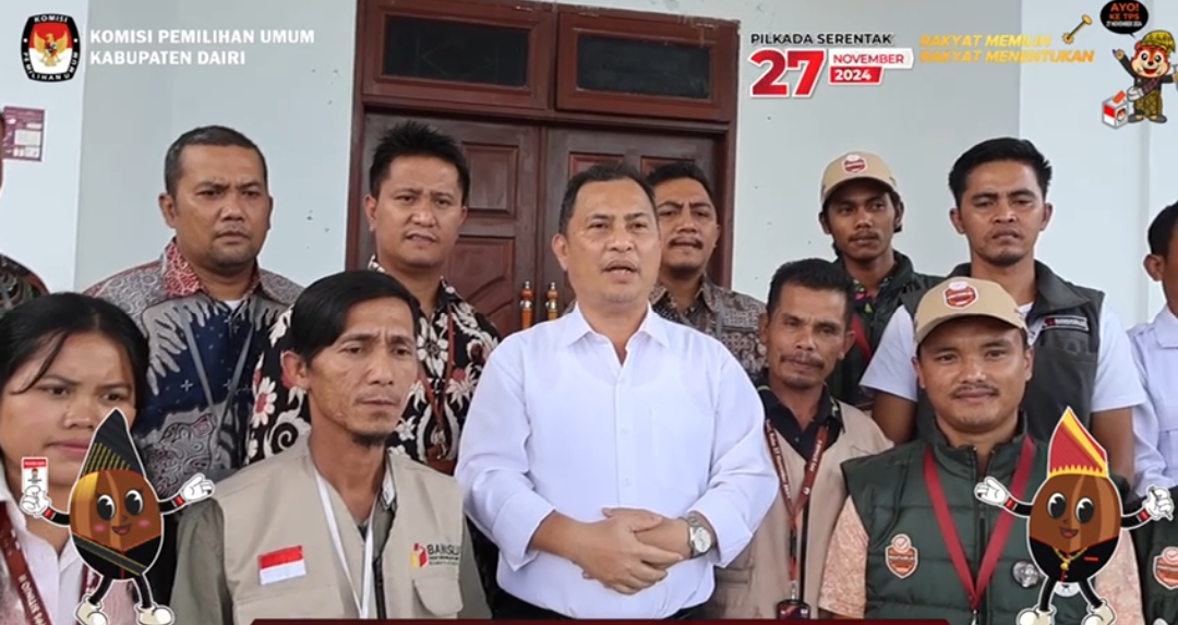 SUKSESKAN:  Pj Bupati Dairi, Surung Charles Lamhot Bantjin dan Ketua KPU Dairi, Ariyanto Tinendung mengajak warga untuk sukseskan Coklit dan Pilkada Dairi tahun 2024(Istimewa)