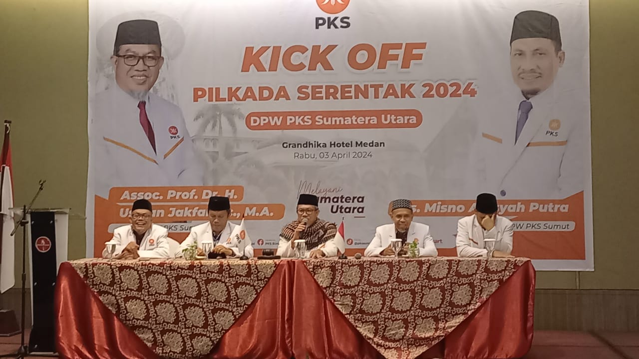 TEMU PERS: Ketua DPW PKS Sumut, Usman Jafar saat jumpa pers Kick Off Pilkada Serentak 2024, beberapa waktu lalu.(BAGUS SYAHPUTRA/SUMUT POS)