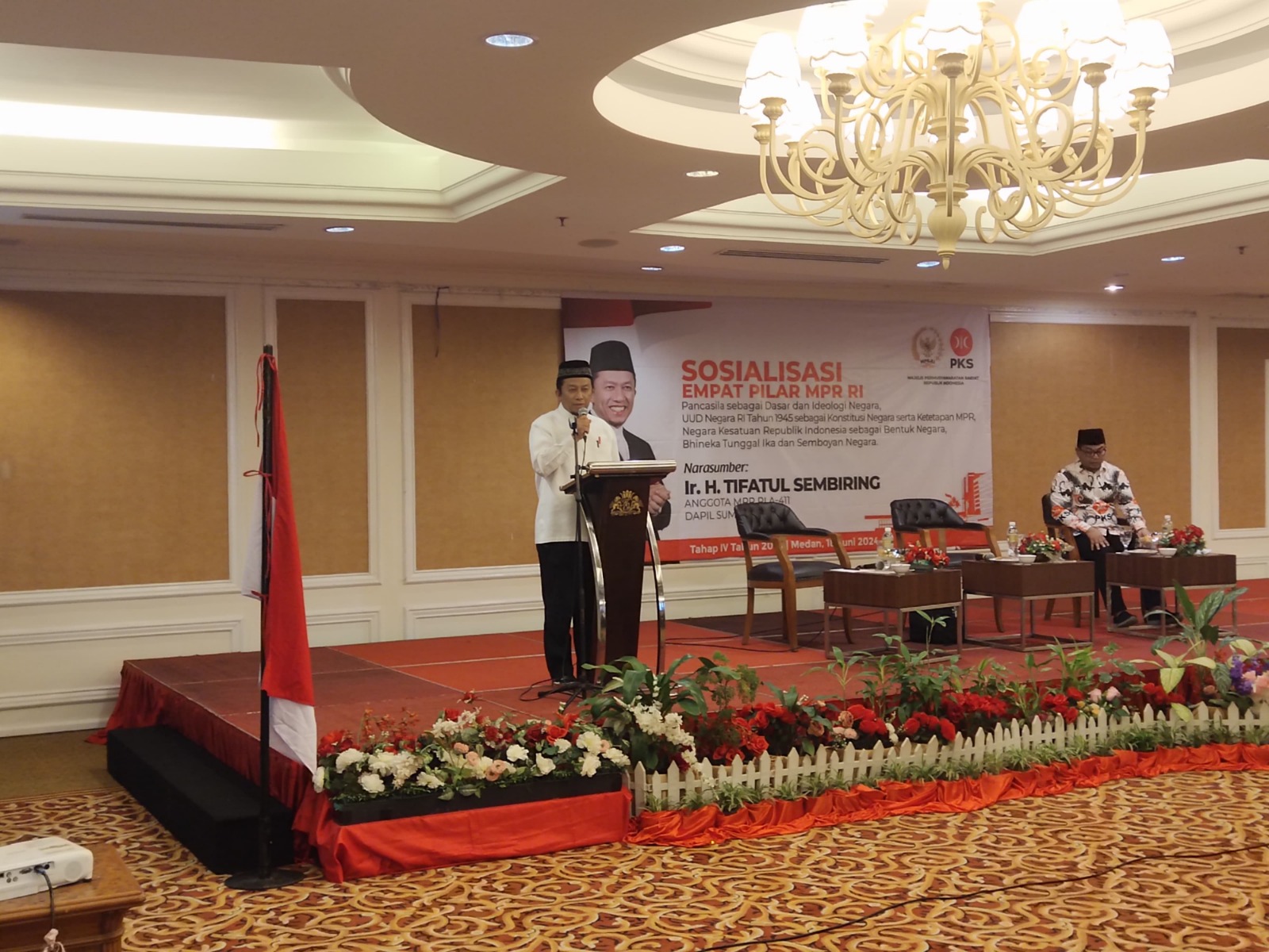 Tifatul Sembiring saat sosialiasi 4 Pilar MPR RI di Medan, Selasa (18/6/2024). Foto Dokumentasi Tim Tifatul Sembiring
