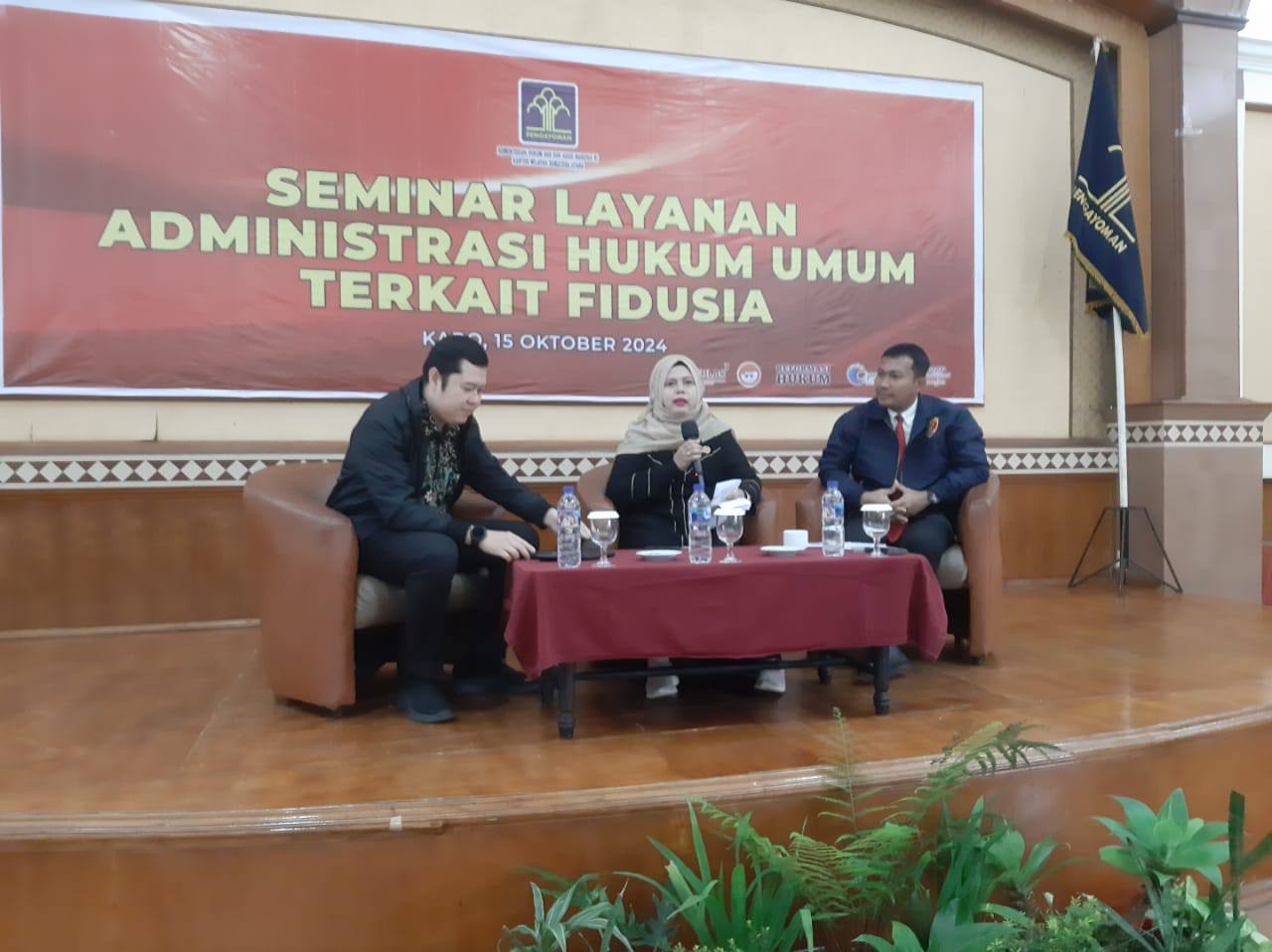 Seminar Layanan Jaminan Fidusia yang digelar kantor wilayah Kementerian Hukum dan HAM Sumut di Sibayak Internasional Hotel Berastagi Kabupaten Karo, Selasa (15/10/2024). (Ist)