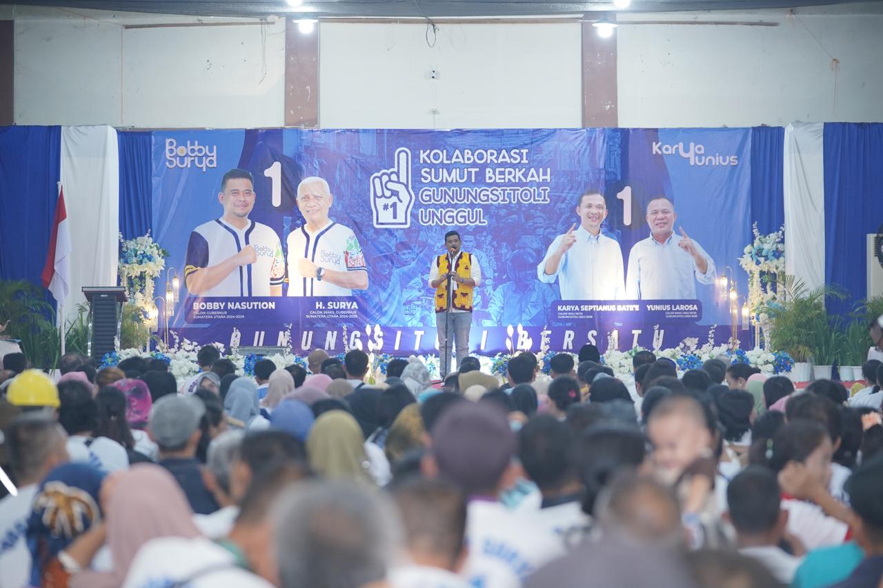 Bobby Nasution saat kampanye di Gunung&nbsp;Sitoli,&nbsp;Nias.